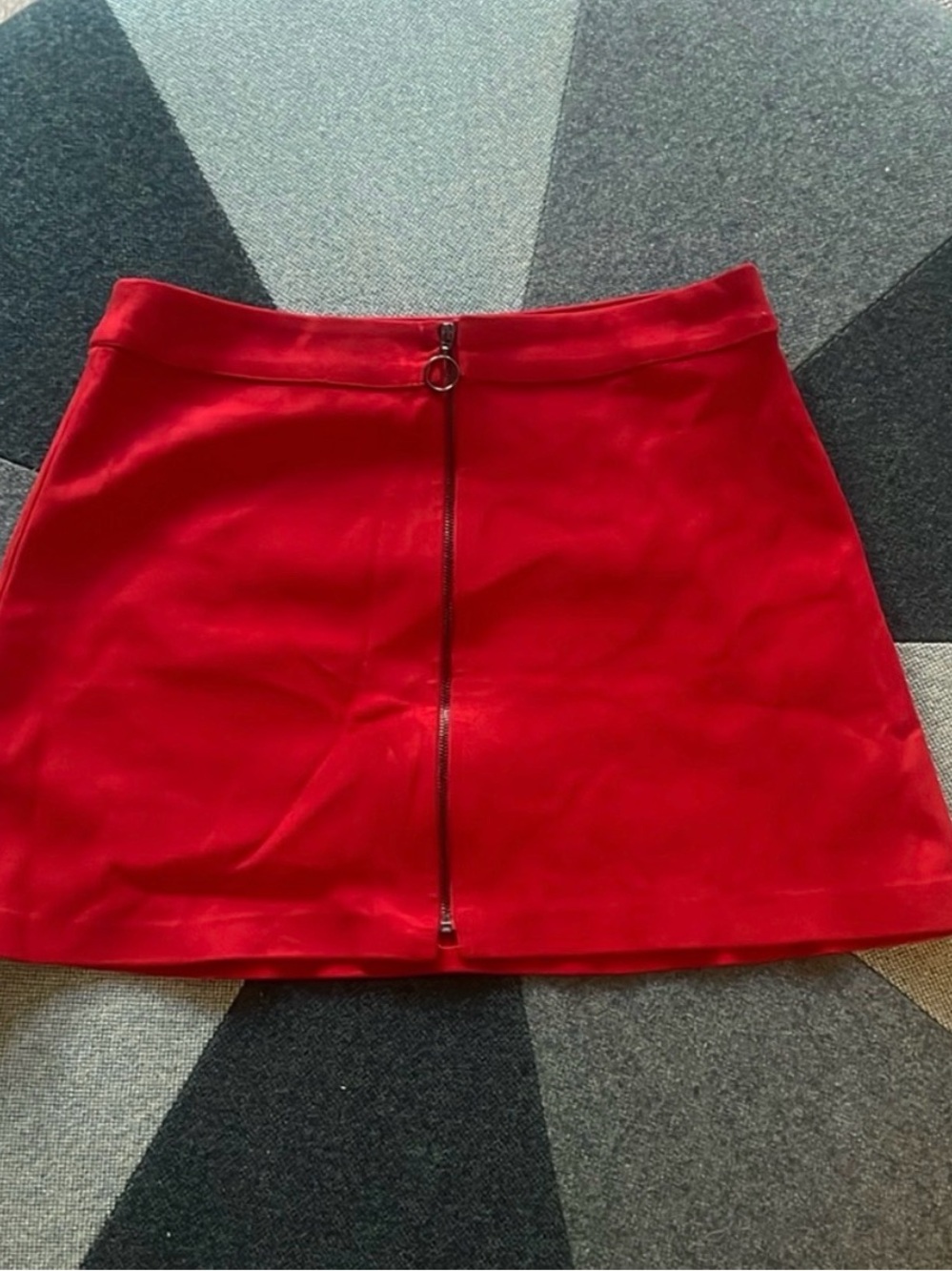 Zara faux suede mini skirt with front zipper, size M
